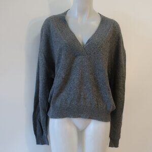 NWT Womens Crush 100% Cashmere Gray V-Neck Sweater 2 US/M